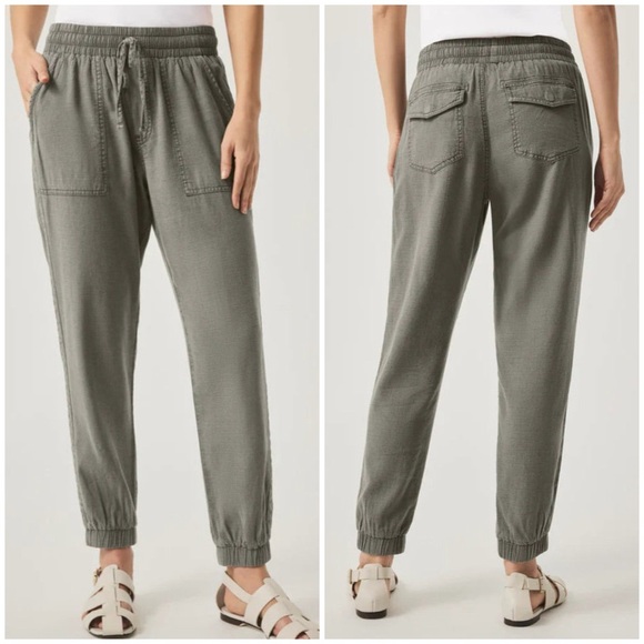 Splendid Lakeside Jogger, lyocell/linen blend, moss green, size S - Picture 1 of 14